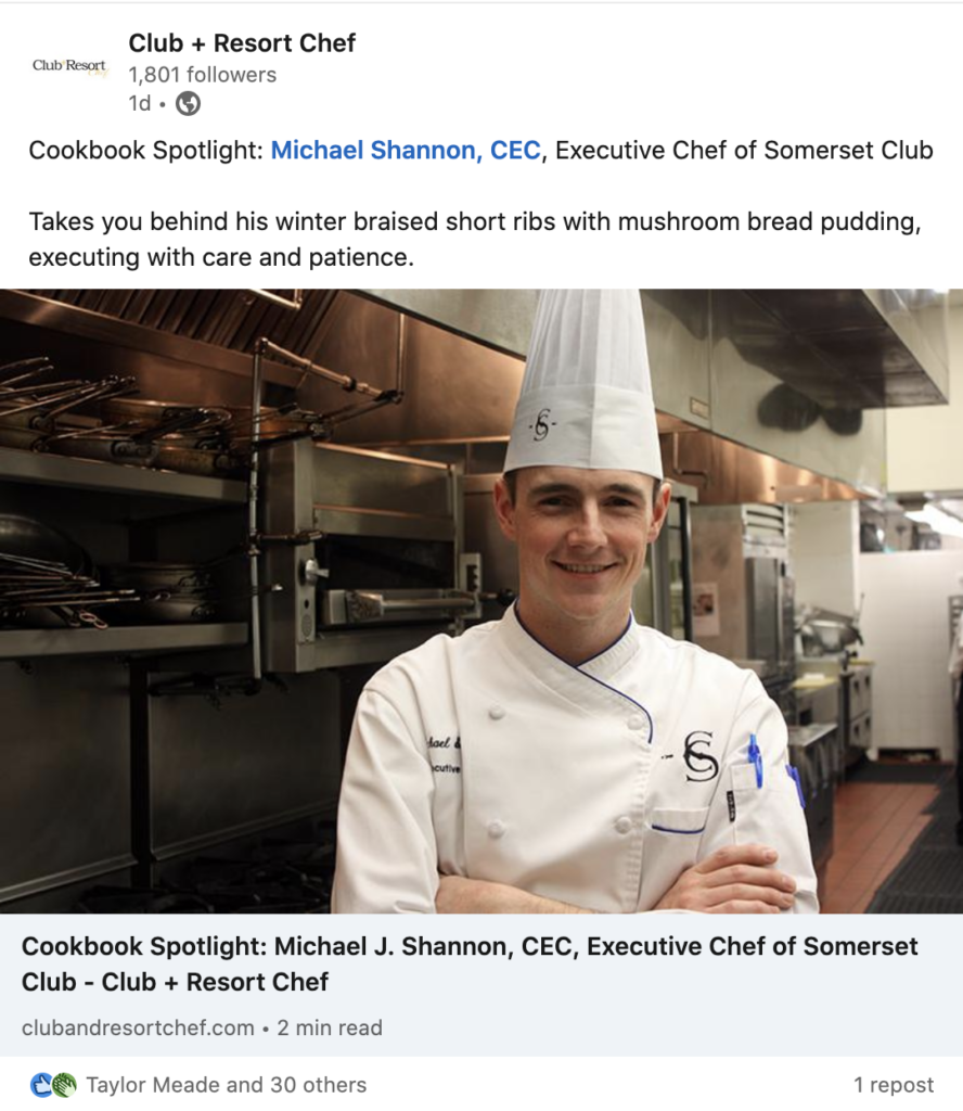 chef linked in post knowledgeable imagery club cooking golf marketing digital